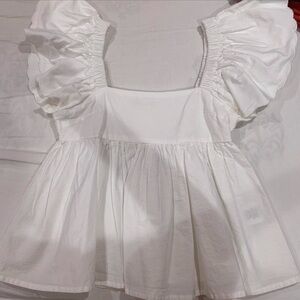 Altered state White puff sleeve babydoll top with ruched details Size S